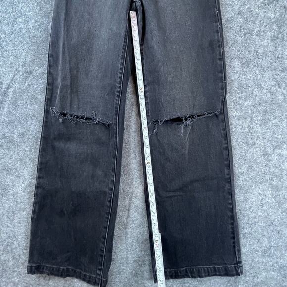 Abrand Jeans Womens 26 Black A '94 High & Wide Stretch Ripped Thrashed Baggy - Picture 4 of 8
